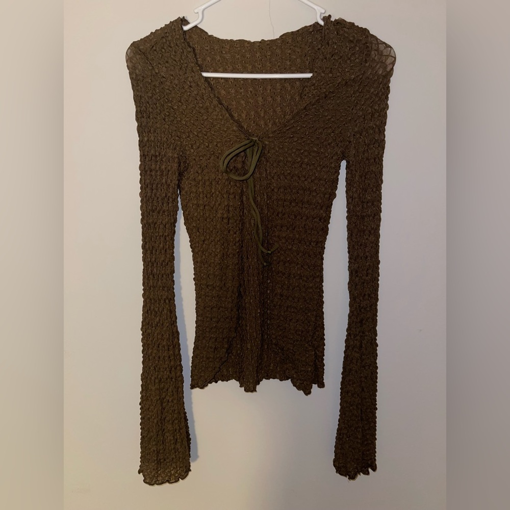 Tie Front Bell Sleeve Cardigan or Top